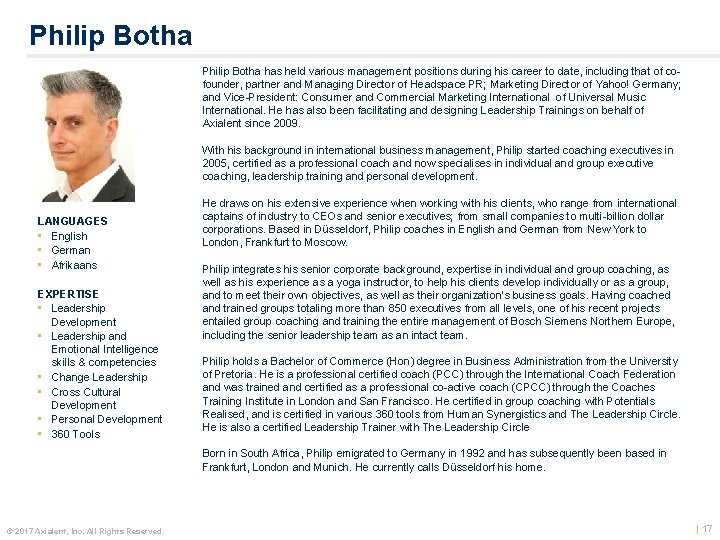 Philip Botha has held various management positions during his career to date, including that