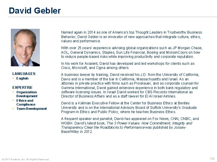 David Gebler Named again in 2014 as one of America’s top Thought Leaders in