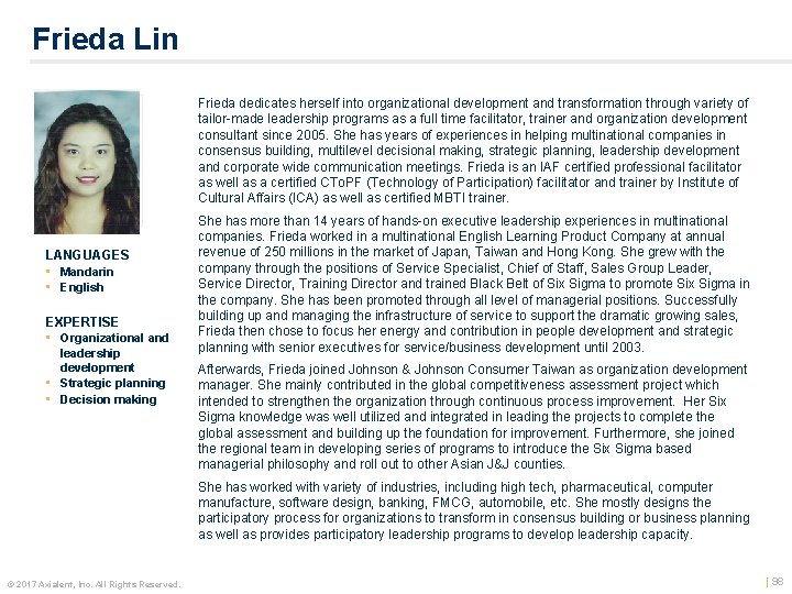 Frieda Lin 1. 66 x 1. 32 grey border LANGUAGES • Mandarin • English