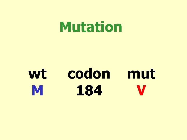 Mutation wt M codon 184 mut V 