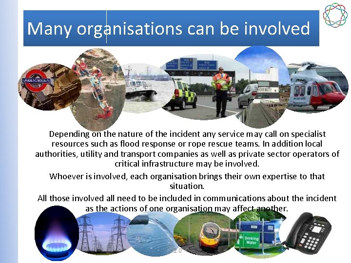 Many organisations can be involved Depending on the nature of the incident any service