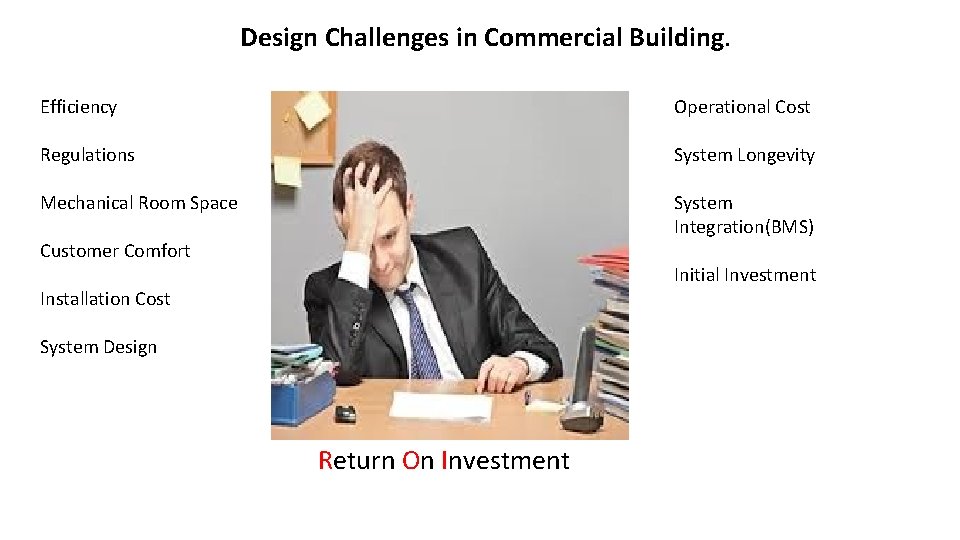 Design Challenges in Commercial Building. Efficiency Operational Cost Regulations System Longevity Mechanical Room Space