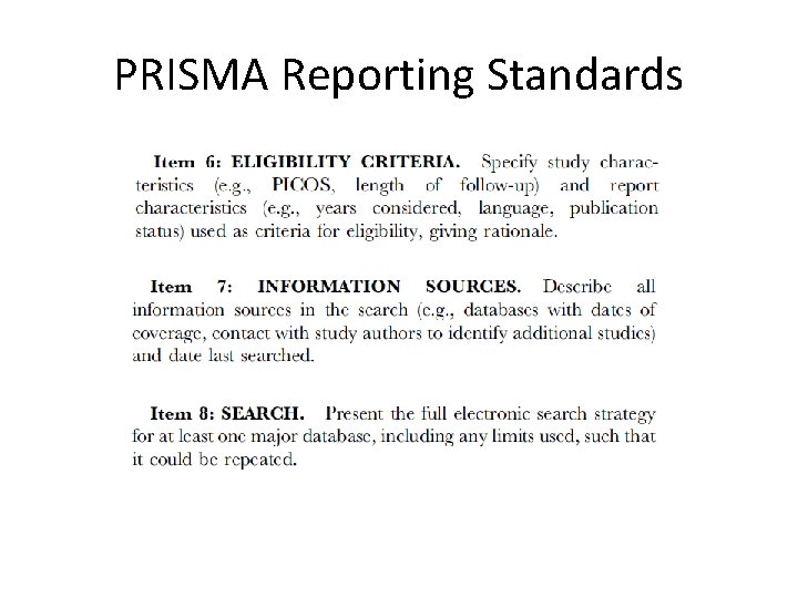 PRISMA Reporting Standards 