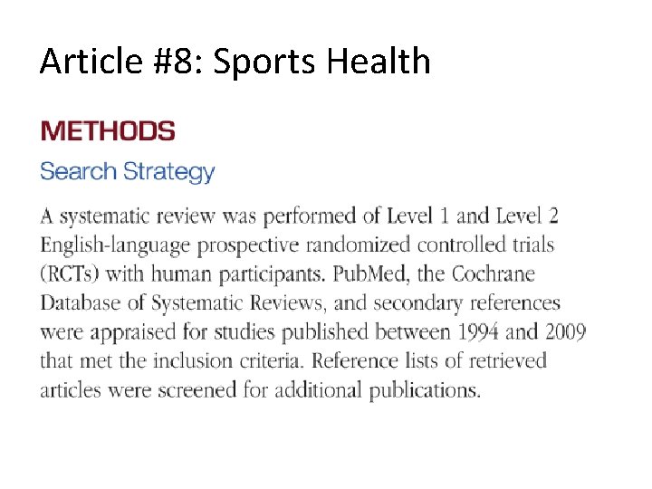 Article #8: Sports Health 