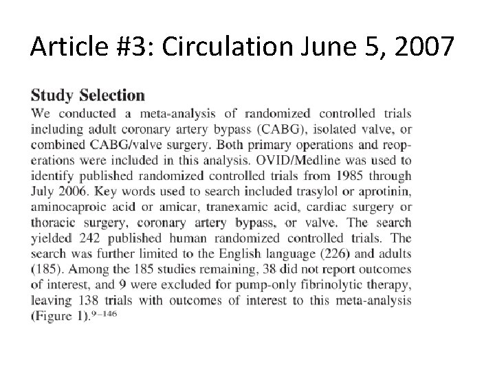 Article #3: Circulation June 5, 2007 