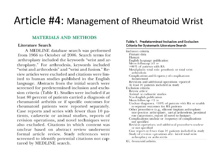 Article #4: Management of Rheumatoid Wrist 