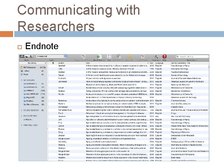 Communicating with Researchers Endnote 