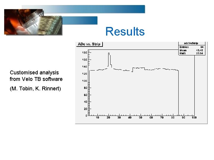 Results Customised analysis from Velo TB software (M. Tobin, K. Rinnert) 