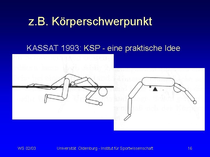 z. B. Körperschwerpunkt KASSAT 1993: KSP - eine praktische Idee WS 02/03 Universität Oldenburg