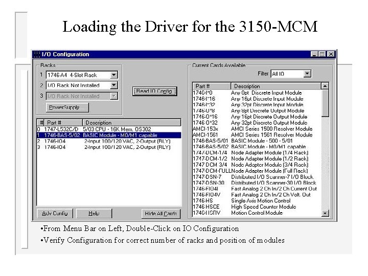 Loading the Driver for the 3150 -MCM • From Menu Bar on Left, Double-Click