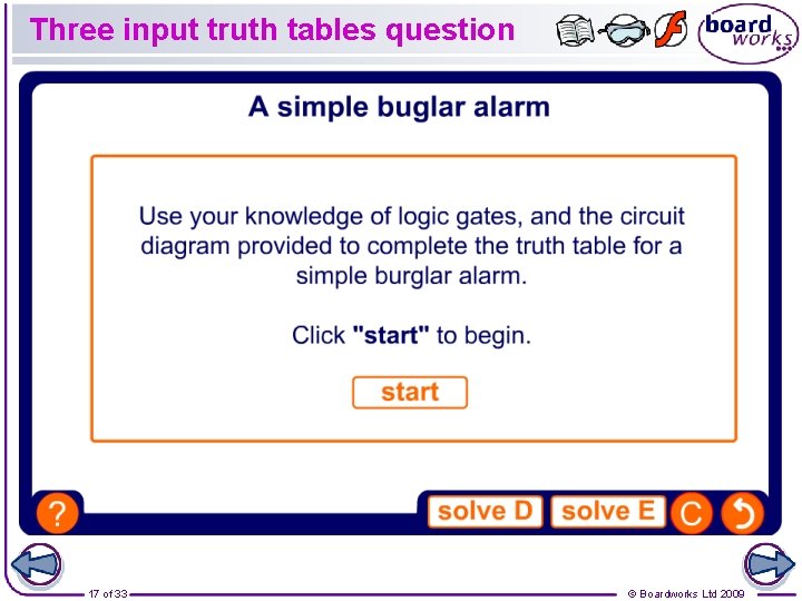 Three input truth tables question 17 of 33 © Boardworks Ltd 2009 Three input truth tables question 17 of 33 © Boardworks Ltd 2009