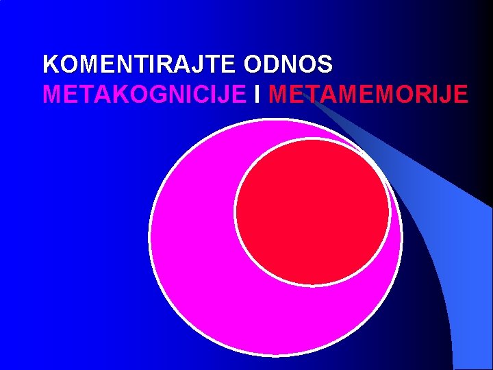 KOMENTIRAJTE ODNOS METAKOGNICIJE I METAMEMORIJE 