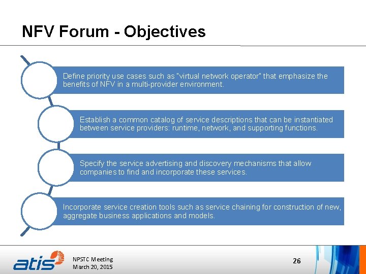 NFV Forum - Objectives Define priority use cases such as “virtual network operator” that