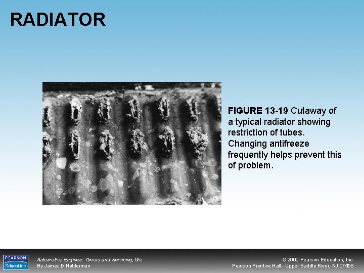 RADIATOR FIGURE 13 -19 Cutaway of a typical radiator showing restriction of tubes. Changing