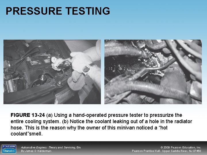 PRESSURE TESTING FIGURE 13 -24 (a) Using a hand-operated pressure tester to pressurize the