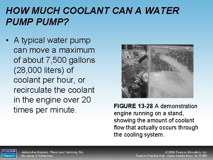 HOW MUCH COOLANT CAN A WATER PUMP? • A typical water pump can move