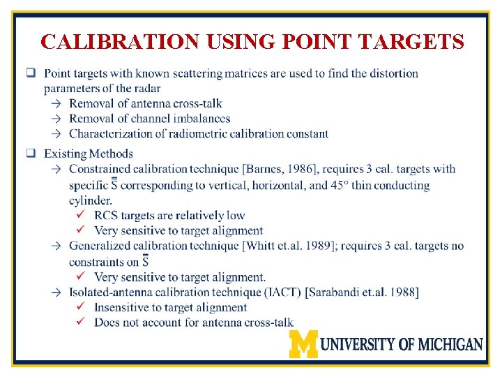 CALIBRATION USING POINT TARGETS 