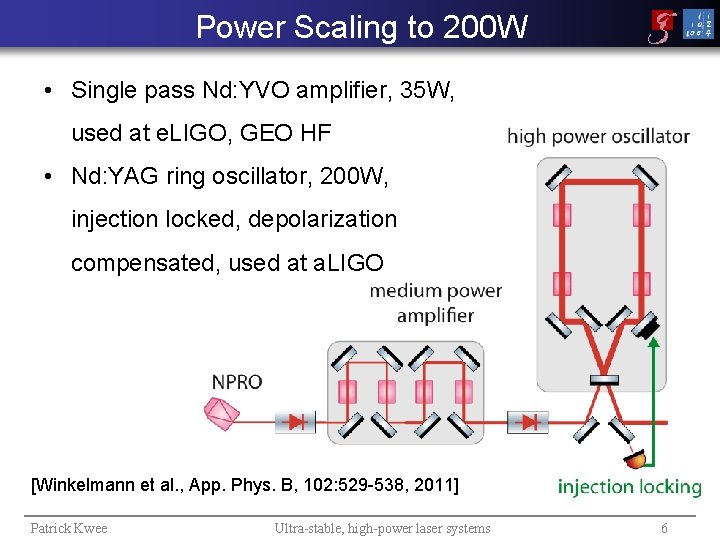 Power Scaling to 200 W • Single pass Nd: YVO amplifier, 35 W, used