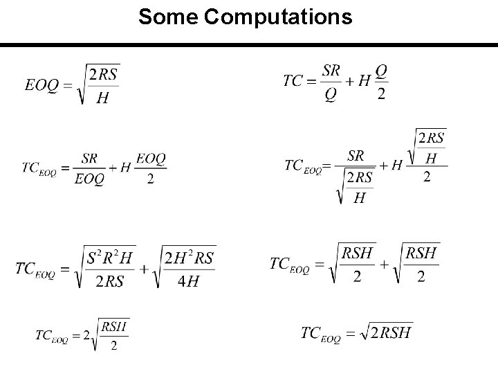 Some Computations 