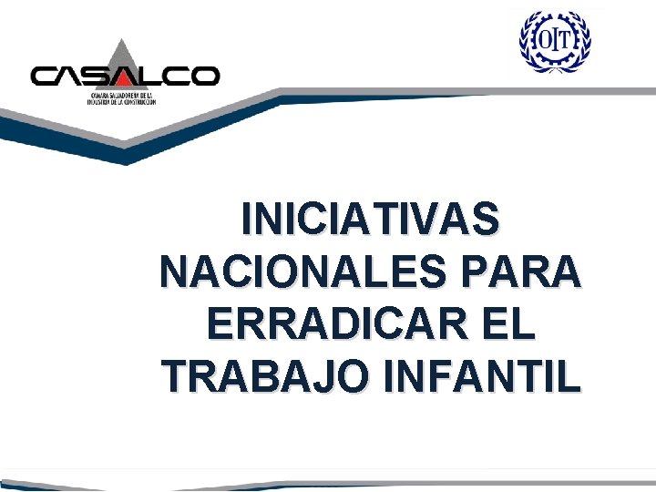 INICIATIVAS NACIONALES PARA ERRADICAR EL TRABAJO INFANTIL 