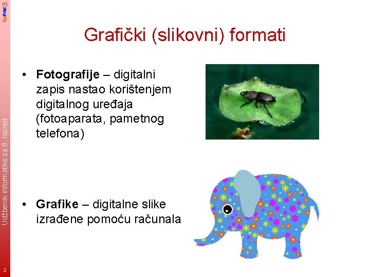 Udžbenik informatike za 8. razred Grafički (slikovni) formati 2 • Fotografije – digitalni zapis