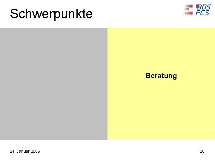 Schwerpunkte Beratung 24. Januar 2006 26 