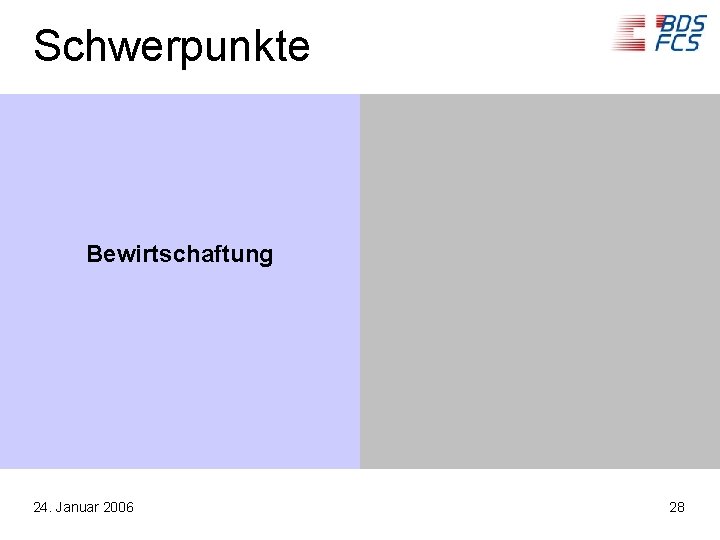 Schwerpunkte Bewirtschaftung 24. Januar 2006 28 