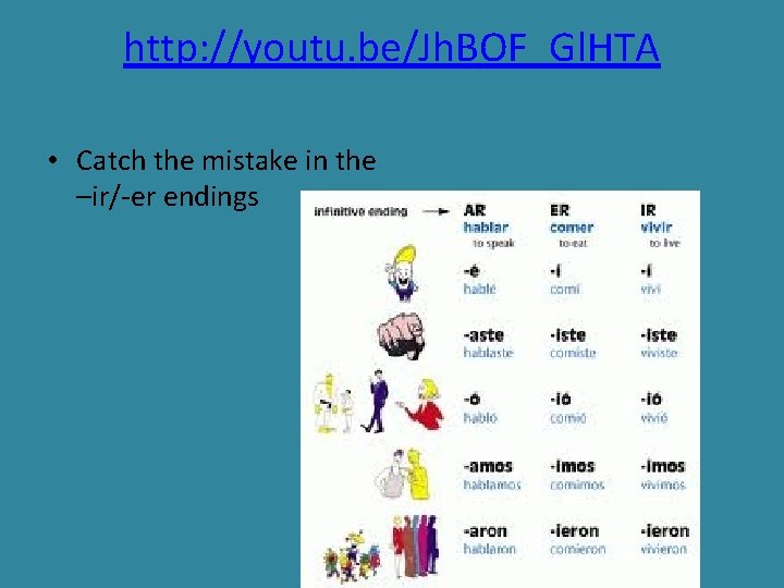 http: //youtu. be/Jh. BOF_Gl. HTA • Catch the mistake in the –ir/-er endings 