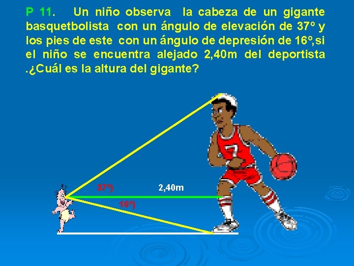 P 11. Un niño observa la cabeza de un gigante basquetbolista con un ángulo