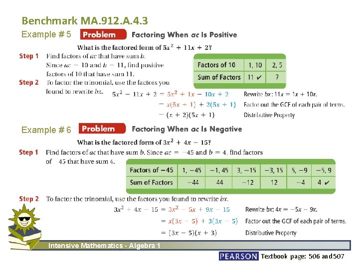 Benchmark MA. 912. A. 4. 3 Example # 5 Example # 6 Intensive Mathematics