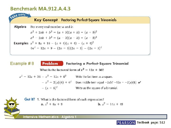 Benchmark MA. 912. A. 4. 3 Example # 8 Intensive Mathematics - Algebra 1