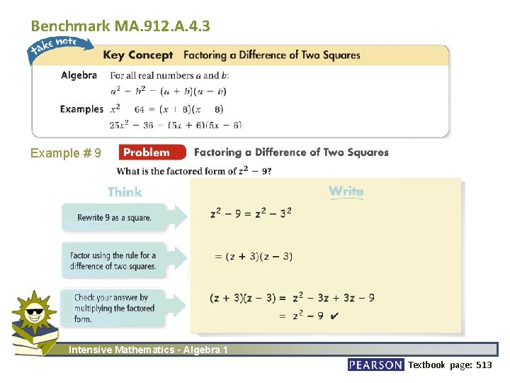 Benchmark MA. 912. A. 4. 3 Example # 9 Intensive Mathematics - Algebra 1