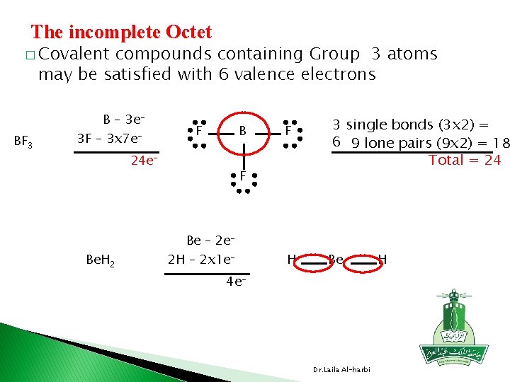 The incomplete Octet � Covalent compounds containing Group 3 atoms may be satisfied with