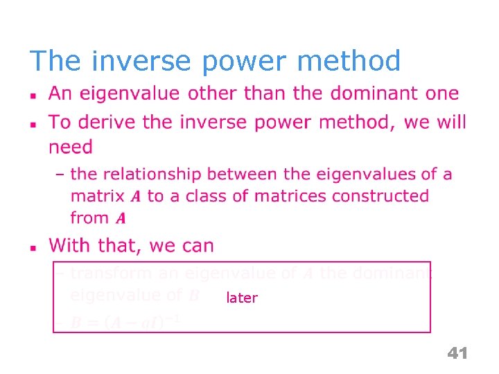 The inverse power method n later 41 