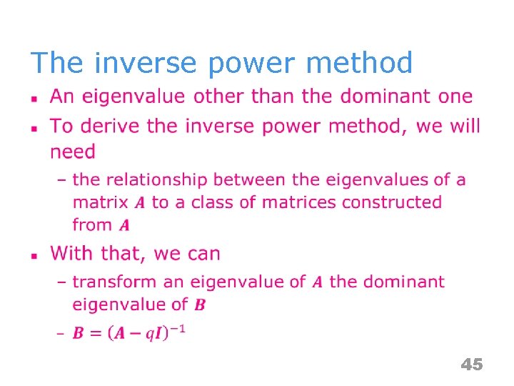 The inverse power method n 45 