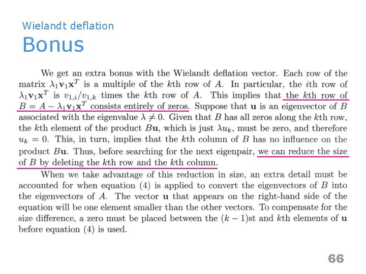 Wielandt deflation Bonus 66 