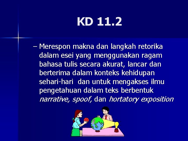 KD 11. 2 – Merespon makna dan langkah retorika dalam esei yang menggunakan ragam