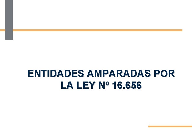 ENTIDADES AMPARADAS POR LA LEY Nº 16. 656 