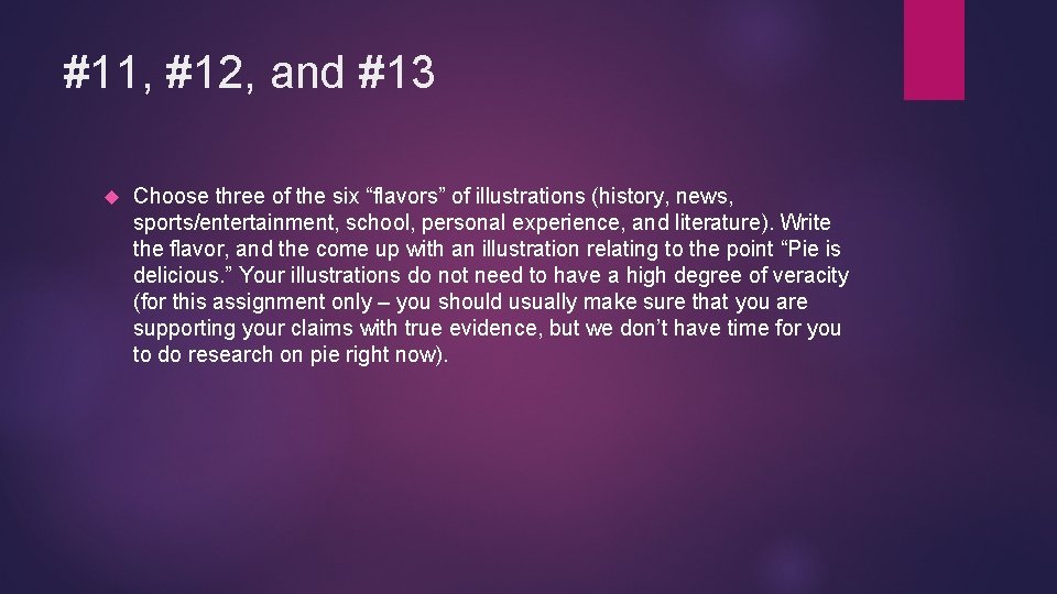 #11, #12, and #13 Choose three of the six “flavors” of illustrations (history, news,