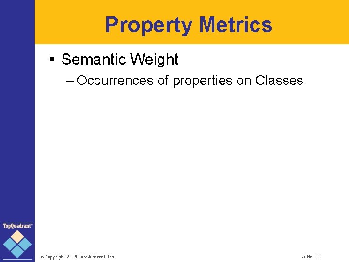 Property Metrics § Semantic Weight – Occurrences of properties on Classes © Copyright 2009