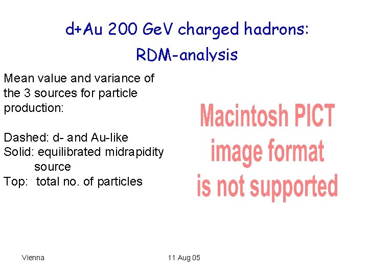 d+Au 200 Ge. V charged hadrons: RDM-analysis Mean value and variance of the 3
