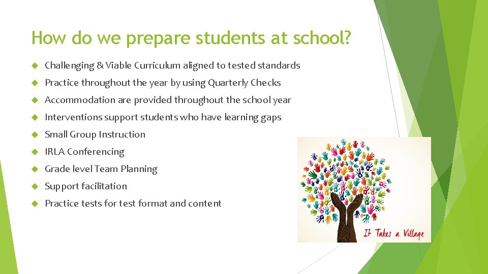 How do we prepare students at school? Challenging & Viable Curriculum aligned to tested