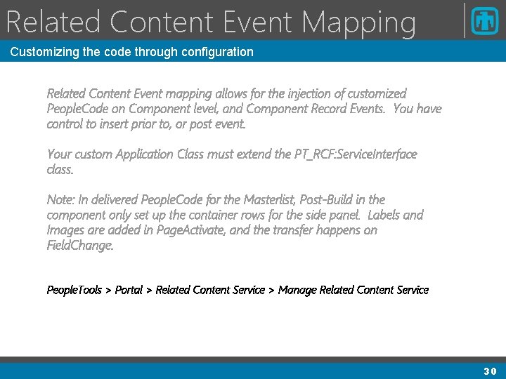 Related Content Event Mapping Customizing the code through configuration Related Content Event mapping allows Related Content Event Mapping Customizing the code through configuration Related Content Event mapping allows