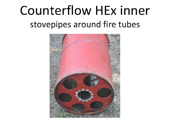 Counterflow HEx inner stovepipes around fire tubes 