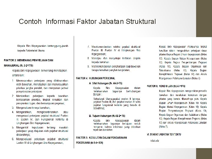 Contoh Informasi Faktor Jabatan Struktural (Lihat File Lamp 32 