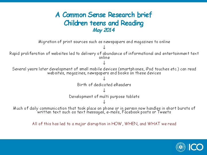 A Common Sense Research brief Children teens and Reading May 2014 Migration of print