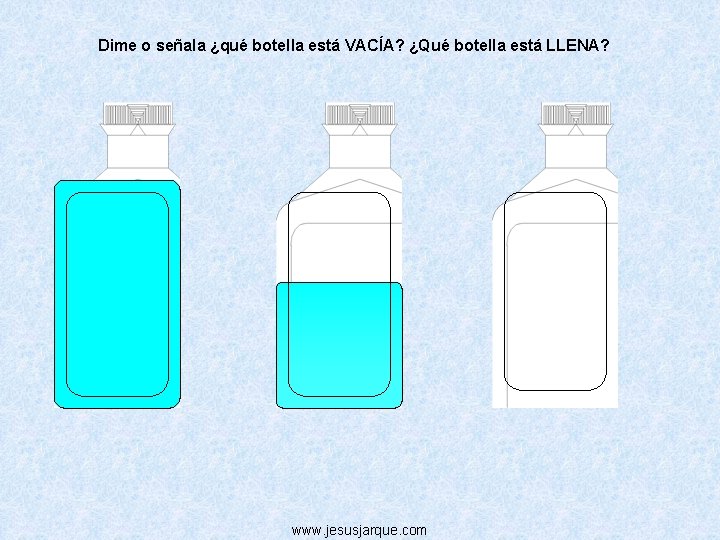 Dime o señala ¿qué botella está VACÍA? ¿Qué botella está LLENA? www. jesusjarque. com