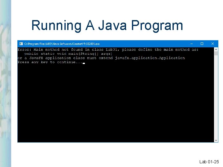 Running A Java Program Lab 01 -25 