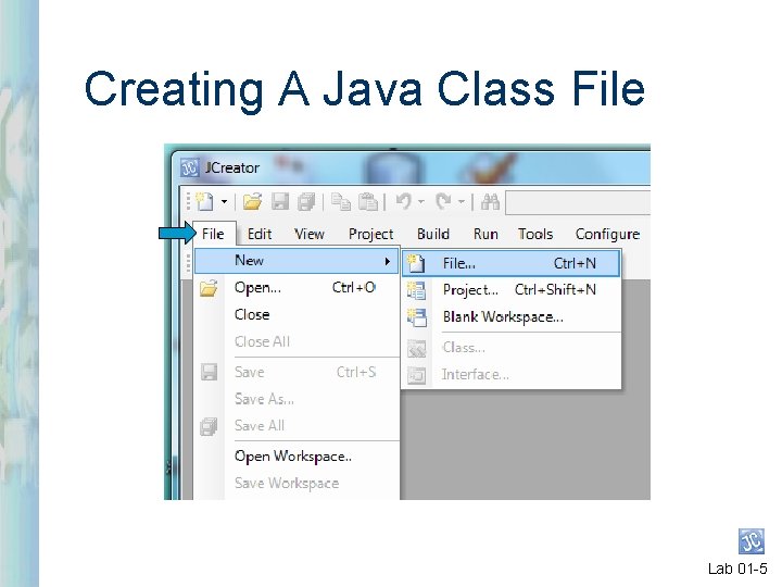 Creating A Java Class File Lab 01 -5 