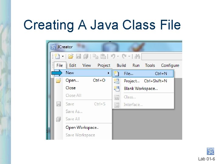 Creating A Java Class File Lab 01 -6 